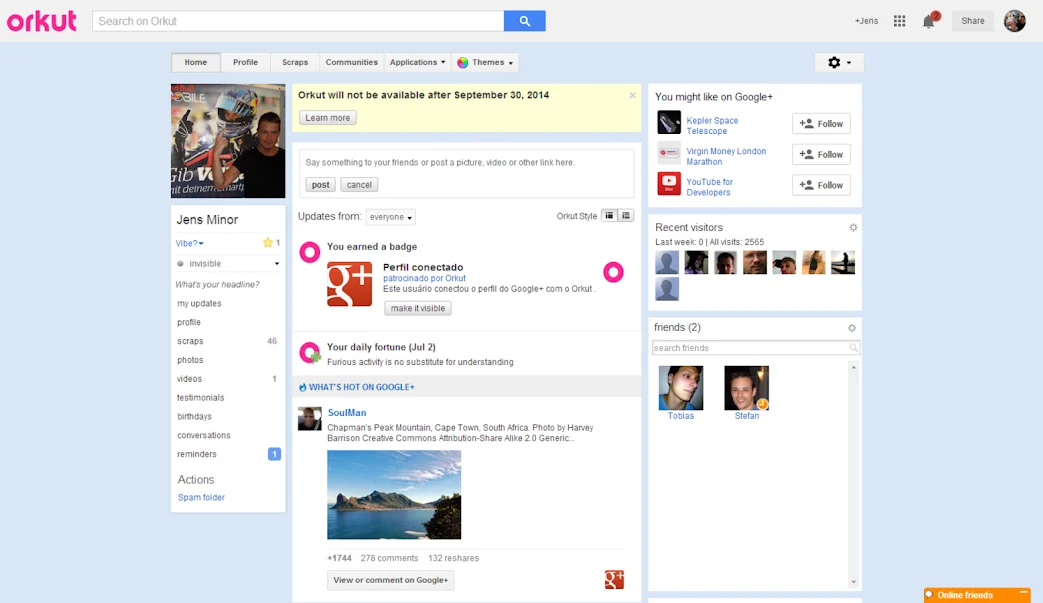 Tchau Orkut: Google stellt sein erstes Social Network nach 10 Jahren