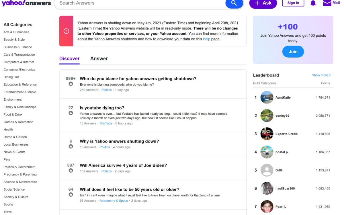 What Happened to Yahoo Answers? Dates and Archive
