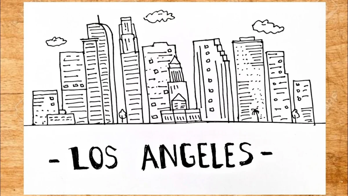 How to draw Los Angeles City - Very Easy