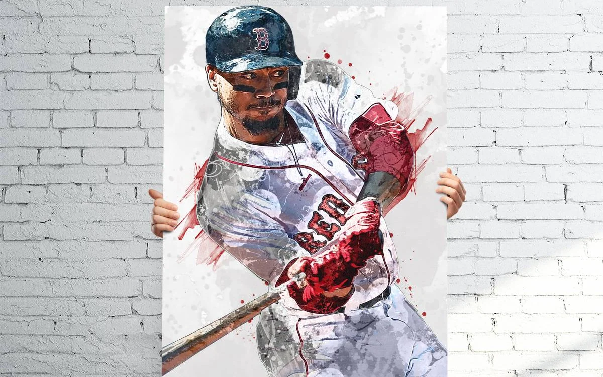 Mookie Betts Boston Red Sox (V2) Sports Art Print, Baseball, Sports