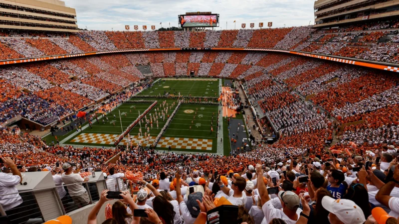 Tennessee football checkering out Neyland Stadium for Texas A&M game