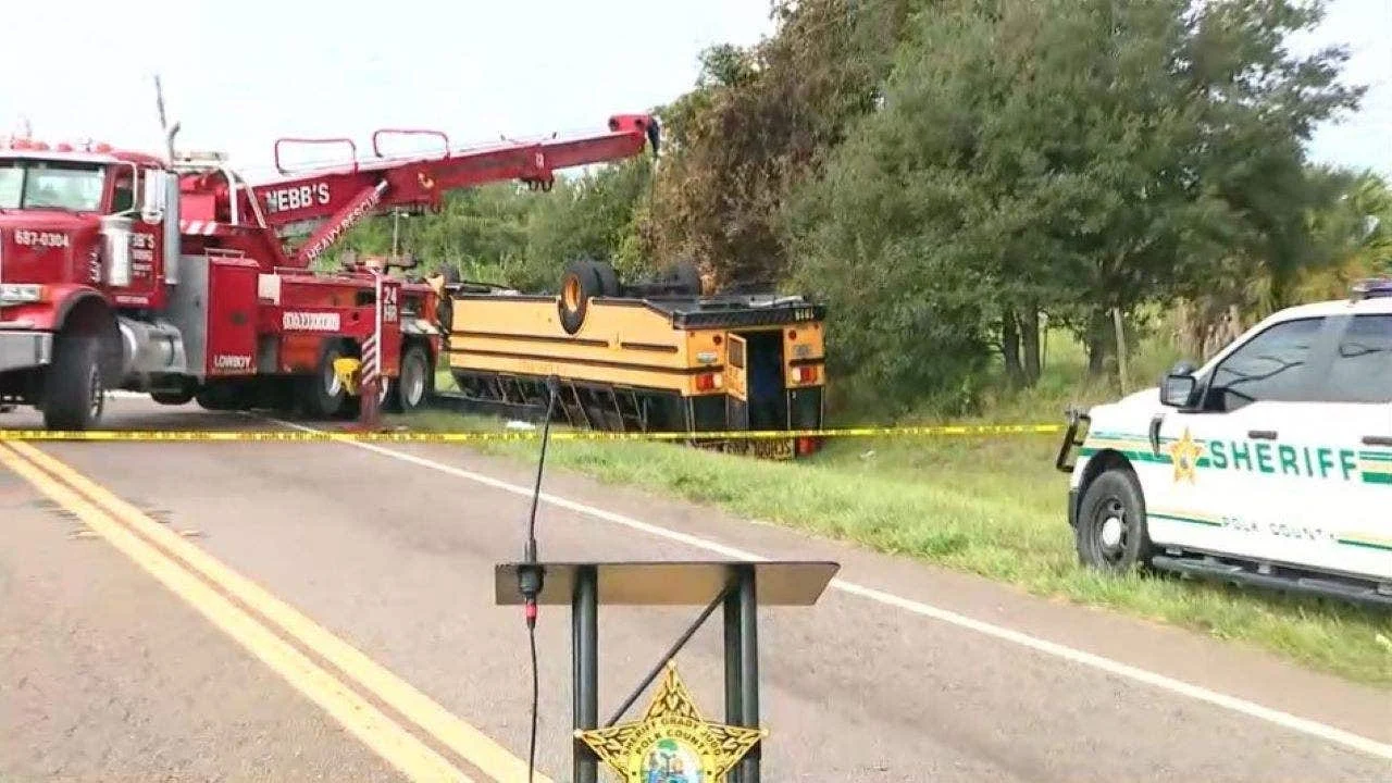 Two dead after Florida school bus overturns in multivehicle crash