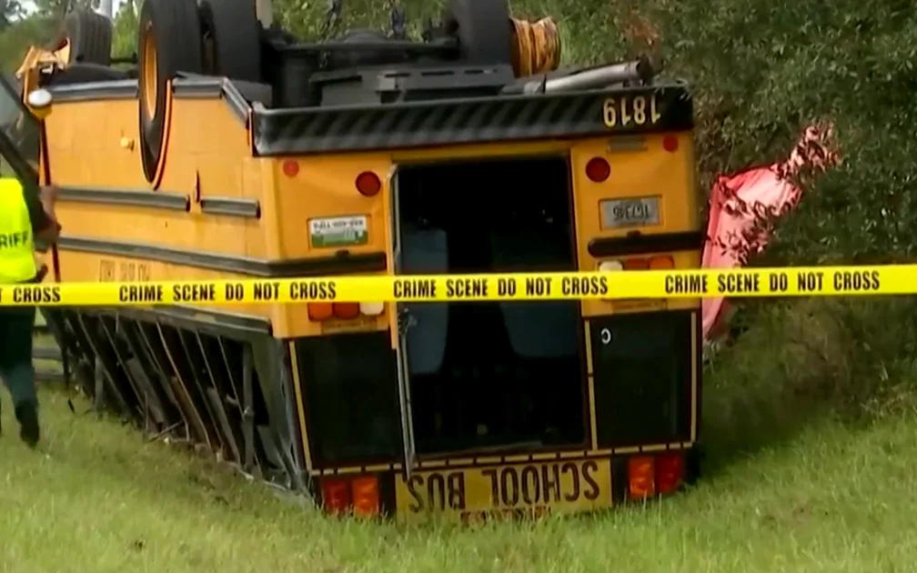 Two dead after Florida school bus overturns in multivehicle crash